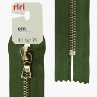 66110_Молния металл, Ni, неразъёмная, на атласной тесьме, 6 мм, 18 см, цвет 5861, зеленый холодный