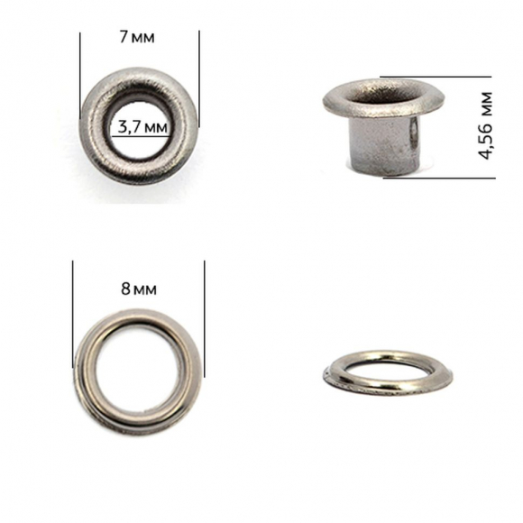 Люверсы латунь New Star №1,7 (? 3,7мм, h 4,56мм) цв. никель черный уп. 5000шт