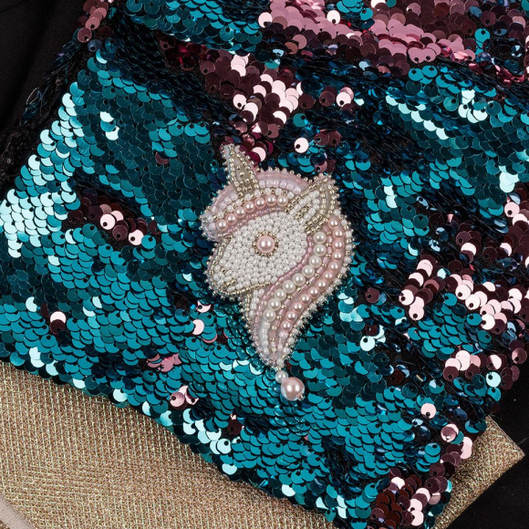 Набор для вышивания KLART арт. 10-007 Брошь. Розовый единорог 5х9 см