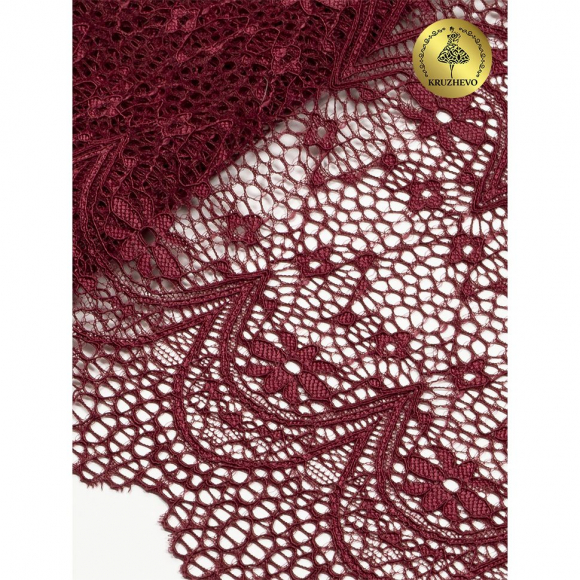 Кружево-стрейч KRUZHEVO арт.TBY 8013 шир.220мм цв.076 сливовое вино уп.3 м