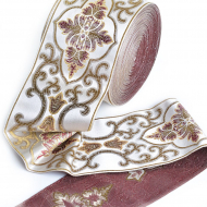 Лента отделочная жаккардовая арт.TBY.9D-01 шир.90 мм цв.серо/бордовый уп.25м