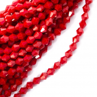 Бусины граненые Биконус (стекло) на нитях арт.TBY-K-2  8х8мм отвер.1,8мм цв.67 красный уп.3х40 бусин