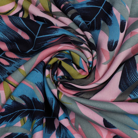 Ткань Штапель  TBY Vi-45320-c1 плот 110г/м2 100% вискоза шир. 145 см цв.с1 листья уп.5м