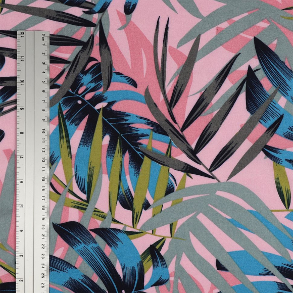 Ткань Штапель  TBY Vi-45320-c1 плот 110г/м2 100% вискоза шир. 145 см цв.с1 листья уп.5м