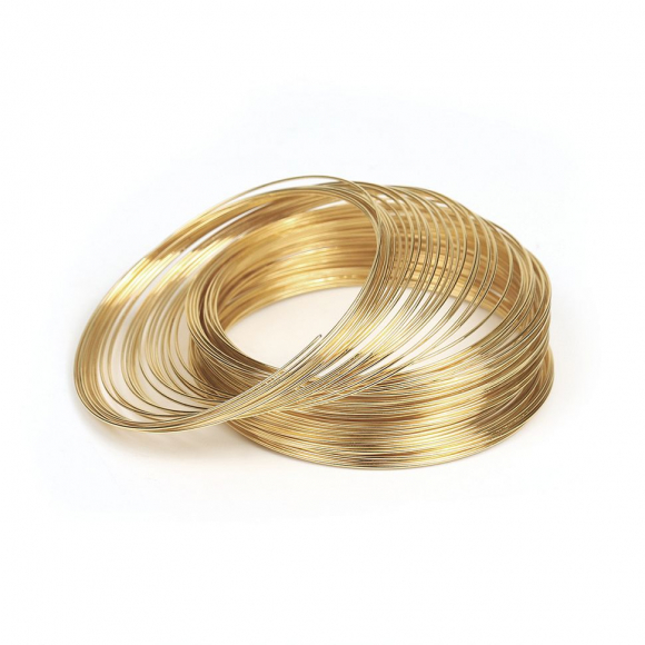 Проволока с Памятью "Мемори" стальная для браслетов ?0,6мм арт.ТВ HET-17 цв.светлое золото 100 витков