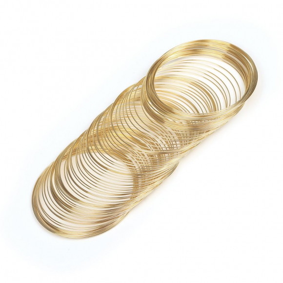 Проволока с Памятью "Мемори" стальная для браслетов ?0,6мм арт.ТВ HET-17 цв.светлое золото 100 витков