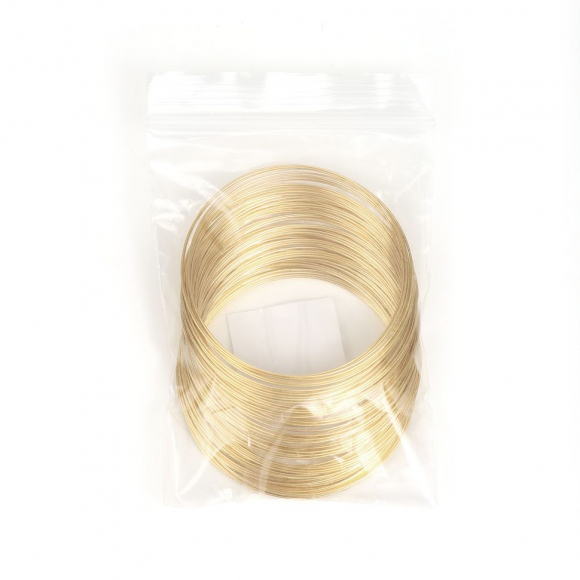 Проволока с Памятью "Мемори" стальная для браслетов ?0,6мм арт.ТВ HET-17 цв.светлое золото 100 витков