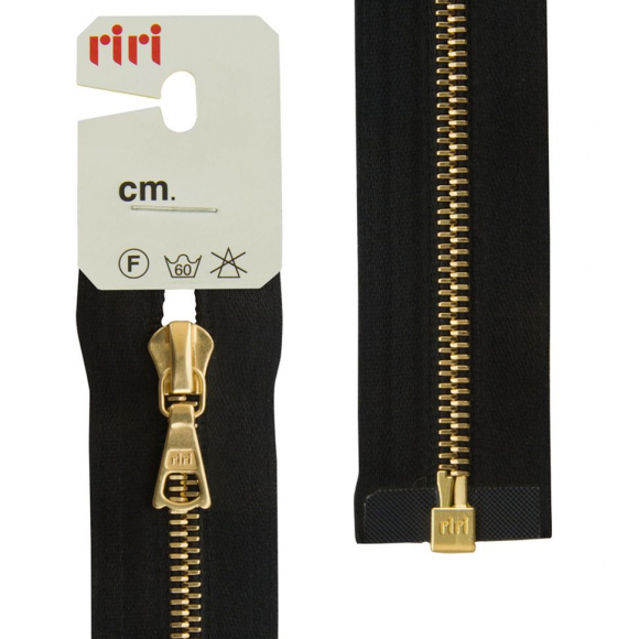 29251_Молния металл, Gold, разъёмная 1 замок, на атласной тесьме, 4 мм, 60 см, цвет 2110, черный