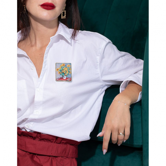 Набор для вышивания PANNA Живая картина арт. MET-JK-2264 Брошь. Букет подсолнухов 5х6 см