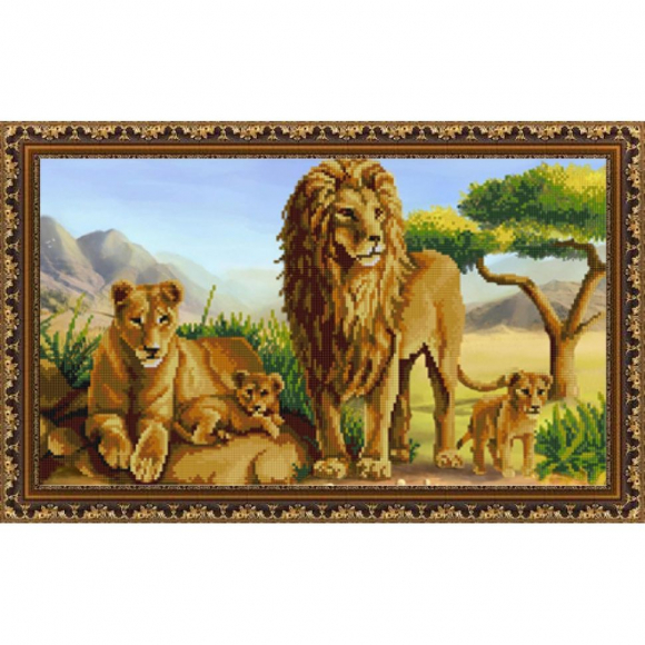 Рисунок на ткани (Бисер) КОНЁК арт. 9823 Львы 25х45 см