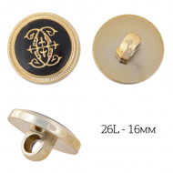 Пуговицы пластик TBY.41 цв. золото/черный 26L-16мм, на ножке, 50шт