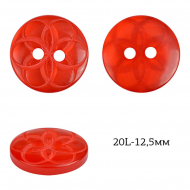 Пуговицы пластик TBY P-L06-3 цв.красный 20L-12-13мм, 2 прокола, 50 шт