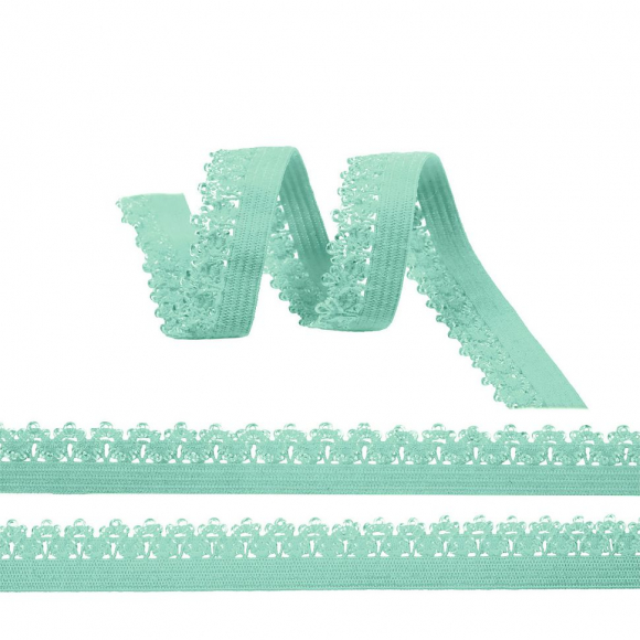 Резинка TBY бельевая ажурная 12мм арт.RB01199 цв.F201 мятный уп.100м