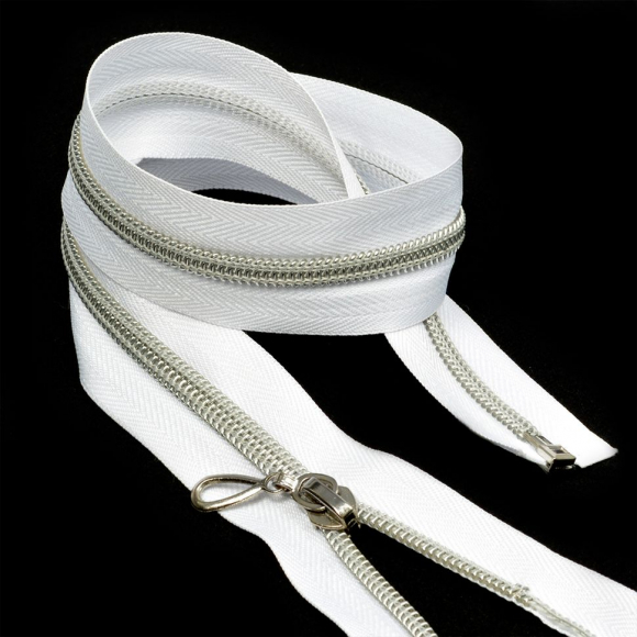 Молния MaxZipper пласт. №5 декор. 75см замок N-5127 цв.БЕЛ/СЕР уп.50шт