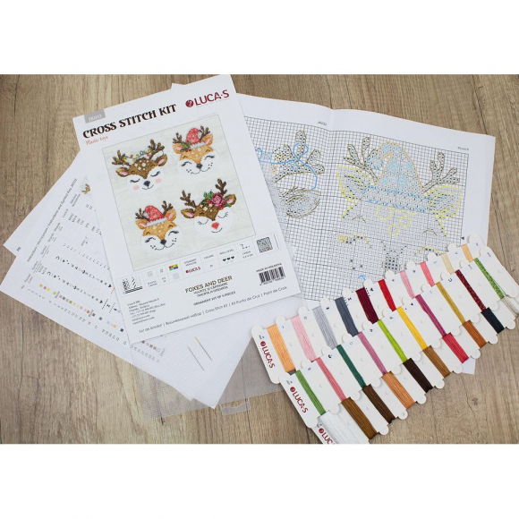 Набор для вышивания LUCA-S арт. JK032 Лисята и оленята 9х9 см