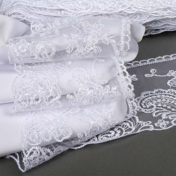 Кружево на сетке арт.TBY.BL.40467 шир.105мм цв.12 белый уп.13,71м