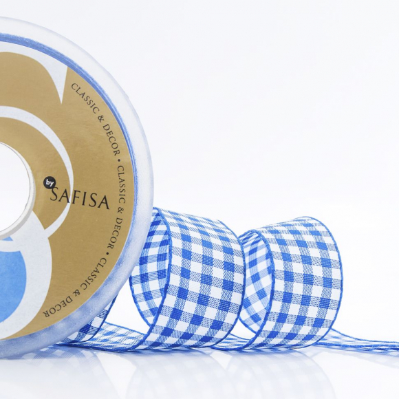 20178_Лента с рисунком клетка SAFISA, 25 мм, 25 м, цвет 13, синий 20178_Лента с рисунком клетка SAFISA, 25 мм, 25 м, цвет 13, синий