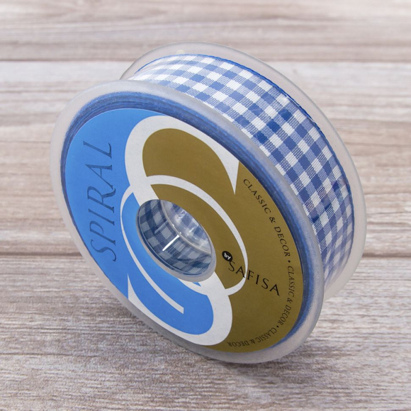 20178_Лента с рисунком клетка SAFISA, 25 мм, 25 м, цвет 13, синий 20178_Лента с рисунком клетка SAFISA, 25 мм, 25 м, цвет 13, синий