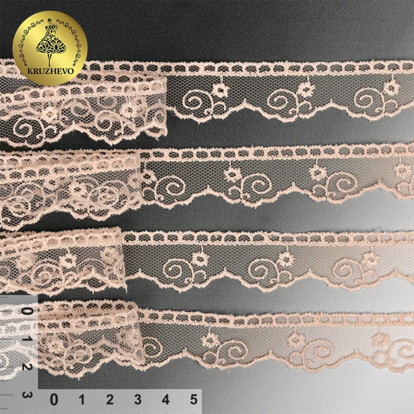 Кружево на сетке KRUZHEVO арт.TR.4890 шир.20мм цв.375 персик уп.14м Кружево на сетке KRUZHEVO арт.TR.4890 шир.20мм цв.375 персик уп.14м