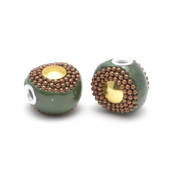 Бусины Этника TESORO арт. TS.A2135 цв.3 зеленый 20х18 мм in ?4 мм