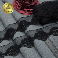 Кружево на сетке IDEAL LUX матовая нить арт.TBY.ZX-2 шир.50мм цв.6 черный уп.18.28м