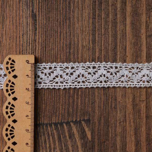 Тесьма вязаная KRUZHEVO 20мм TBY-5237 Тонкая нить цв.02 белый уп.10м