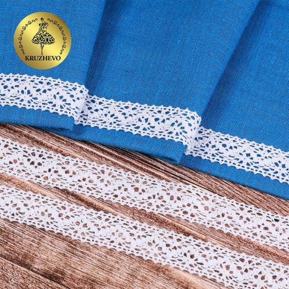 Тесьма вязаная KRUZHEVO 20мм TBY-5237 Тонкая нить цв.02 белый уп.10м