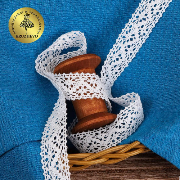 Тесьма вязаная KRUZHEVO 20мм TBY-5237 Тонкая нить цв.02 белый уп.10м