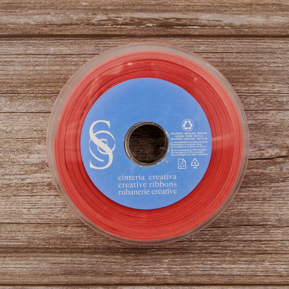 19859_Косая бейка атласная 30 мм, 25 м, цвет 59, коралловый