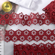 Кружево гипюр KRUZHEVO арт.TR.8G8184 шир.44мм цв.14 бордо уп.9м