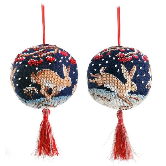 Набор для вышивания МАРЬЯ ИСКУСНИЦА арт.21.002.20 Игрушка Зайцы-побегайцы диаметр 10 см