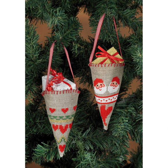 Набор для вышивания PERMIN арт.21-3246 Елочные украшения Рождество 10х13 см