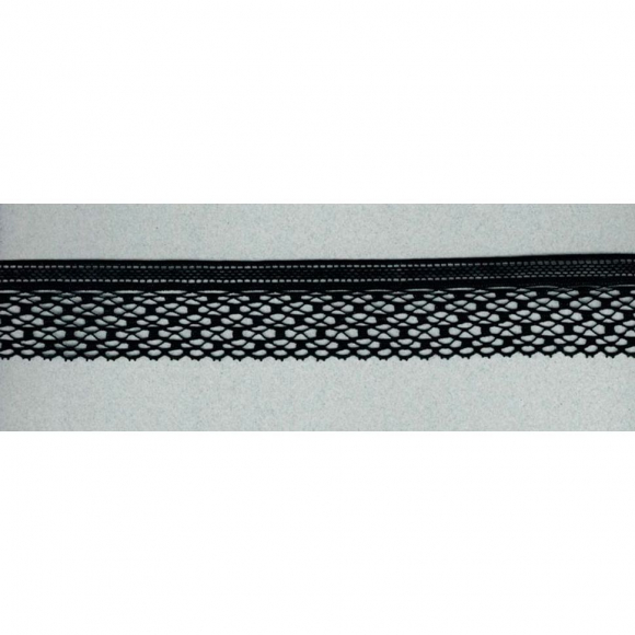 Мерсеризованное хлопковое кружево, 35 мм, цвет черный