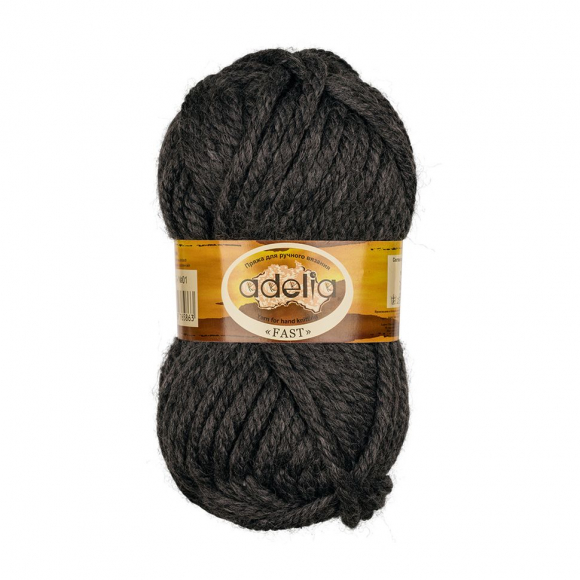 Пряжа ADELIA FAST (78% акрил, 22% шерсть) 3х150г/45м цв.01 ЧЕРНЫЙ