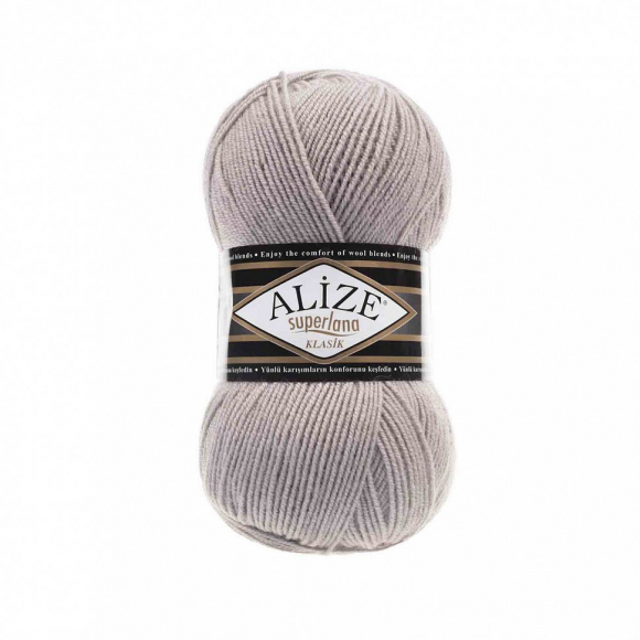 Пряжа для вязания Ализе Superlana klasik (25% шерсть, 75% акрил) 5х100г/280м цв.652 пепельный