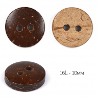 Пуговицы кокос TBY-107763 цв.натуральный 16L-10мм, 2 прокола, 200 шт
