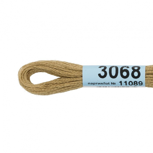 Нитки для вышивания Gamma мулине (0820-3070) 100% хлопок 24 x 8 м цв.3068 хаки оливковый