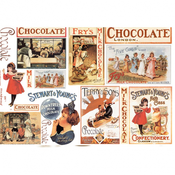 38404_Бумага рисовая "Этикетки для шоколада. Винтаж" 38404_Бумага рисовая "Этикетки для шоколада. Винтаж"