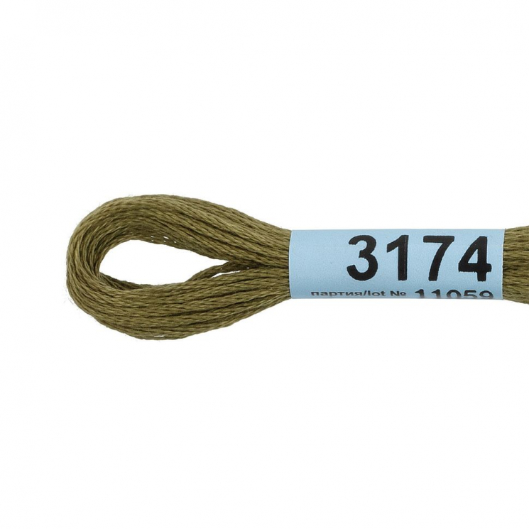 Нитки для вышивания Gamma мулине (3173-6115) 100% хлопок 24 x 8 м цв.3174 хаки