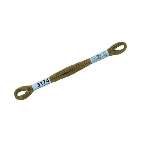 Нитки для вышивания Gamma мулине (3173-6115) 100% хлопок 24 x 8 м цв.3174 хаки