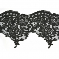 Кружево на органзе арт.TBY D1510 шир.185мм цв.3 черный уп.9,14м