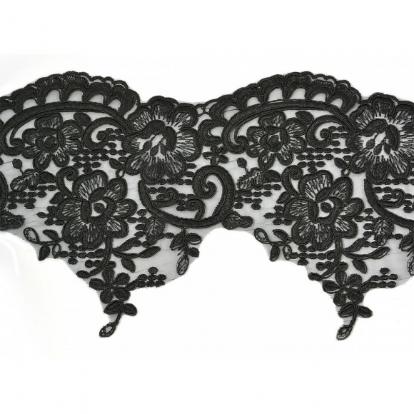 Кружево на органзе арт.TBY D1510 шир.185мм цв.3 черный уп.9,14м