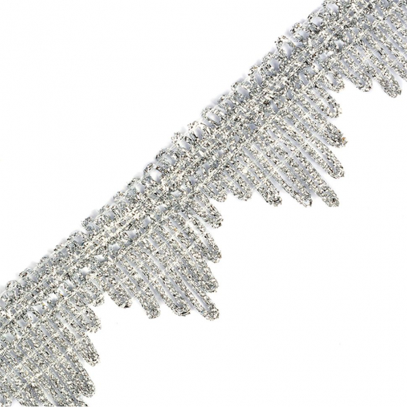 Тесьма TBY металлизированная арт.13-5061 шир.40 мм цв.серебро уп.22,85м