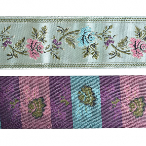 Лента отделочная жаккардовая арт.TBY.1908-2 шир.80 мм цв.фисташковый уп.25м