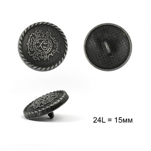 Пуговицы металлические С-ME309 цв.серебро 24L-15мм, на ножке, 24шт