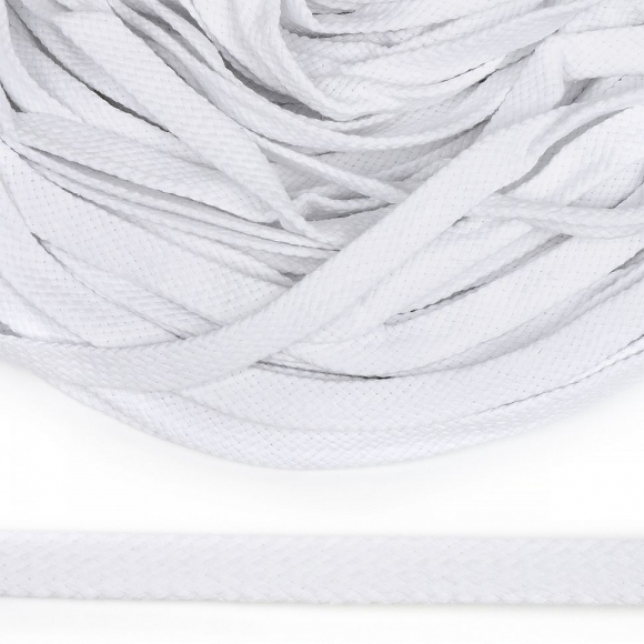 Шнур плоский х/б 12мм турецкое плетение цв.001 отбелка уп.50 м