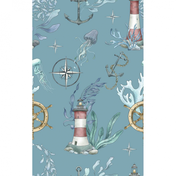 Ткань для пэчворка PEPPY Морские Глубины 135 г/м? 100% хлопок цв.МГ- 17 голубой уп.50х50 см