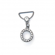 Украшение пришивное металл со стразами арт.UF.358 20х45мм цв.черный никель уп.10шт