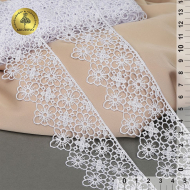 Кружево гипюр KRUZHEVO арт.TR.8G8296 шир.45мм цв.01 белый уп.9м