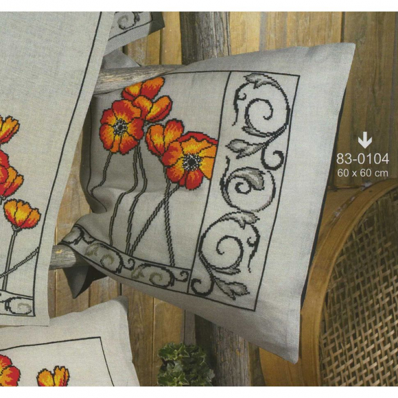 26722_Набор для вышивания подушки "Маки"